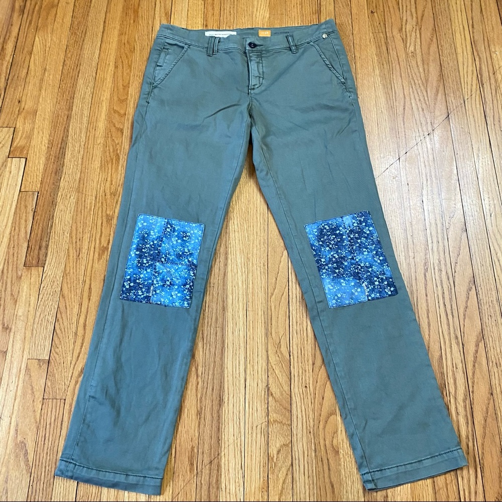 Pilcro and The Letterpress Sz 28 Patched Hyphen Fit Khaki Green Pants